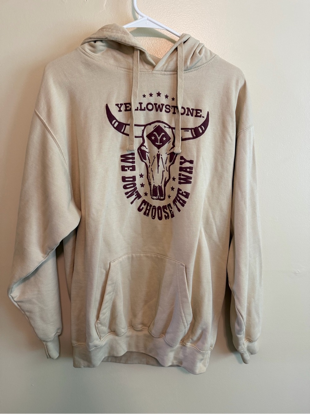 Yellowstone Graphic Beige Hoodie - Pullover Sweatshirt